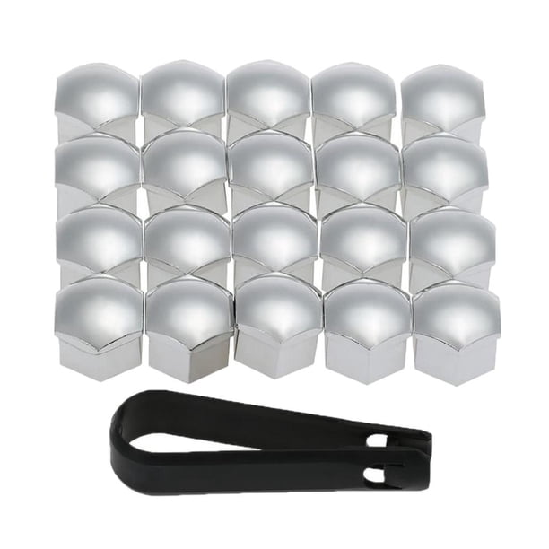 10 pares de tapas protectoras para pernos y tuercas de rueda con herramienta de desmontaje Cromo