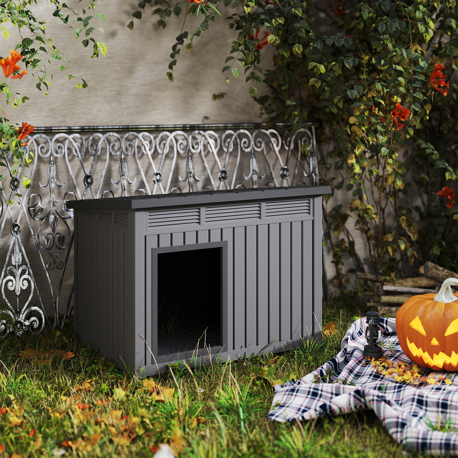 FOMIYES Indoor Outdoor Weatherproof Dog House with Removable Floors Spacious Interior Space Durable Shelter for Medium to Large Dogs