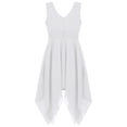 thumbnail image 6 of iiniim Girls V Neck Sleeveless Princess Asymmetric High-Low Pleated Dress White 14, 6 of 7