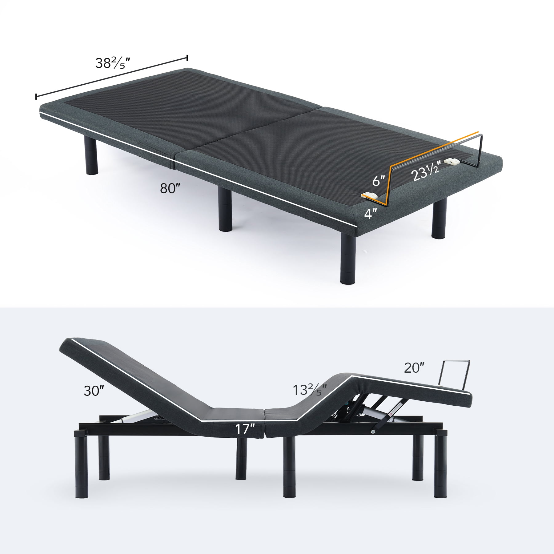 Bestco Adjustable Bed Base, Zero Clearance Bed Frame with Wireless Remote, Electric Head and Foot Incline, Massage, and USB Port
