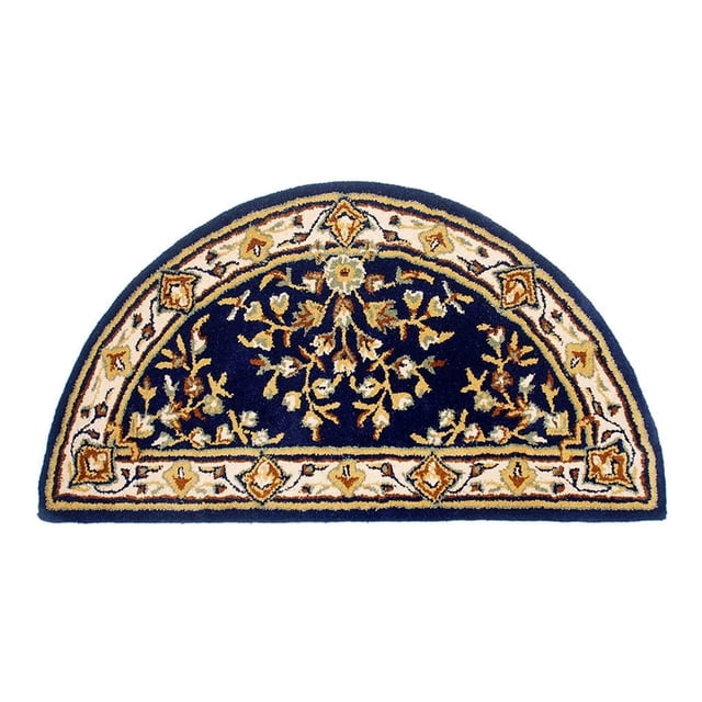 Minuteman International H-23 Half Round Oriental Fireplace Hearth Rug, Blue