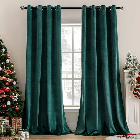 Cortinas MIULEE de terciopelo verde oscuro, 132 x 229 cm, 2 paneles