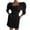 Black, variant on Ladies Linen Square Neck Half Sleeve Slanted Pocket Back Zipper Mini Dress Summer Solid Color Waist Short Dress Comfy Dresses Ladies Casual Dresses Velour Dress for Women Dress Ruffle Athletic Dresses