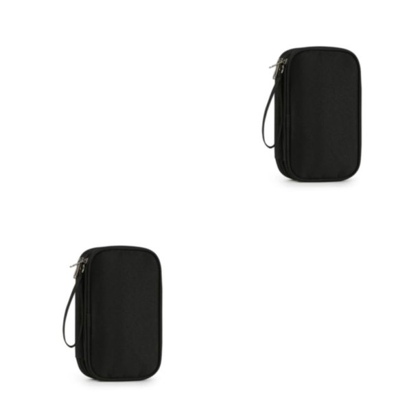 Cateissary Bolsa de almacenamiento para auriculares Camping Pesca Estuche de transporte de red interior portátil Auricular Cierre de cremallera Negro 2piezas