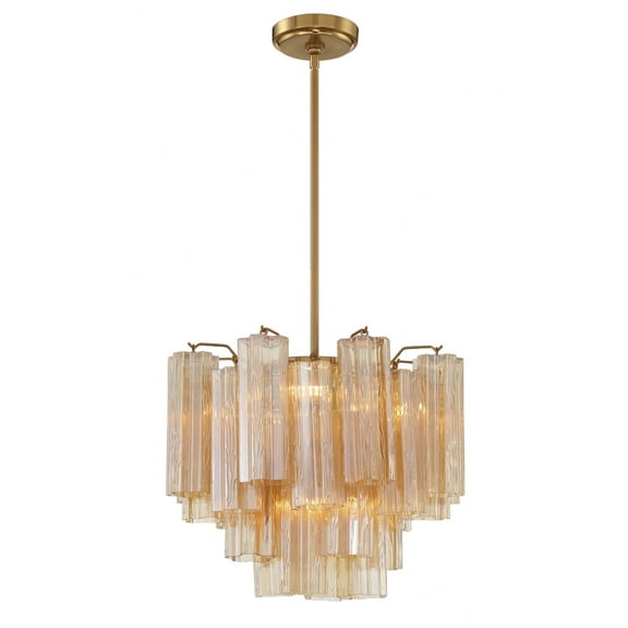 ADD-300-AG-AM Crystorama Lighting Addis - 4 Light Chandelier-13.75 Inches Tall and 17.75 Inches Wide-Aged Brass Finish-Amber Glass Color