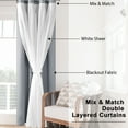 thumbnail image 6 of Hiasan Grey Blackout Curtains with Sheer 84 Inches Long, Grommet Thermal Insulated Privacy Mix & Match Double Layer Window Curtains for Bedroom, Living Room, 2 Window Panels with Tiebacks, 52W X 84L, 6 of 7