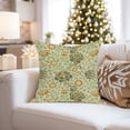thumbnail image 4 of Ethan Taylor Botanical Throw Pillow Soft Cushion Cover 'William Morris Pattern VII Plants Leaves Cottagecore' Classic Pattern Decorative Square Accent Pillow Case, 20x20 Inches, Green, Orange, 4 of 5