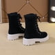 thumbnail image 5 of NECHOLOGY Botas Mujer Adulto Femenino Zapatos Botines para mujer Botas de suela gruesa cálidas de felpa con cabeza redonda y cordones de ante de color sólido a la moda para mujer (Black, 7.5), 5 of 6