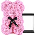 thumbnail image 1 of Rose Bear in Clear Gift Box - Valentine's Day Mother's Day (Pink, 25 cm / 10 inches), 1 of 5