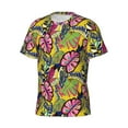 thumbnail image 3 of Yiaed Colrful Tropical Leaves Print Mens Short Sleeve Tight Fit T-Shirt, Crewneck Casual Tee-3X-Large, 3 of 5
