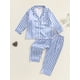 thumbnail image 2 of Conjunto de pijama unisex para niños y niñas Tsseiatte, con rayas, manga larga, camisetas, pantalones largos, 2 piezas, para estar en casa, 2 of 7