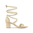 thumbnail image 3 of BLISSFUL STEP Lace Up Strappy Block Mid Heels Sandals for Women Beige (Size 8.5), 3 of 7