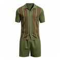 thumbnail image 2 of EliteGoogv Mens Outfit Set Casual Button Down Shirt And Shorts Two Piece Suit For Men Summer Beach Vacation Matching Set Army Green L, 2 of 8
