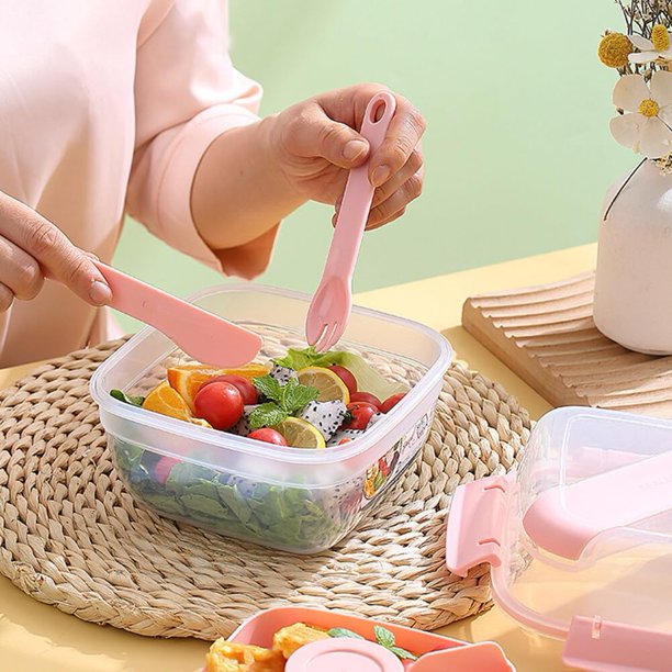 Recipiente para almuerzo para ensaladas, ensaladeras con 3 compartimentos, recipiente para aderezos para ensaladas de doble capa para aderezos para ensaladas,hombres,mujeres para cafetería y oficina