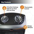 thumbnail image 3 of Lasko 754201 - Calentador eléctrico de cerámica portátil pequeño de 1500 W con interruptor de seguridad de vuelco, protección contra sobrecalentamiento, termostato y cable extra largo de 8 pies para i, 3 of 5
