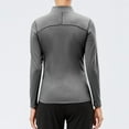 thumbnail image 6 of Htigea Yoga Shirts for Women 1/4 Zip Mock Neck Athletic Tops Stretchy Slim Fit Workout Tee Thin Fleece Long Sleeve Sport T-Shirts Gray S, 6 of 8