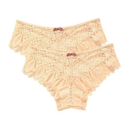 uublik Value 2-Pack  Women s Briefs Underwear No Show Thong Lace Panties Breathable Comfortable Underwear Womens