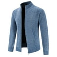 thumbnail image 4 of Herrnalise Men's Fashion Autumn And Winter Stand Collar Sweater Casual Fleece Jacket Blue, 4 of 5