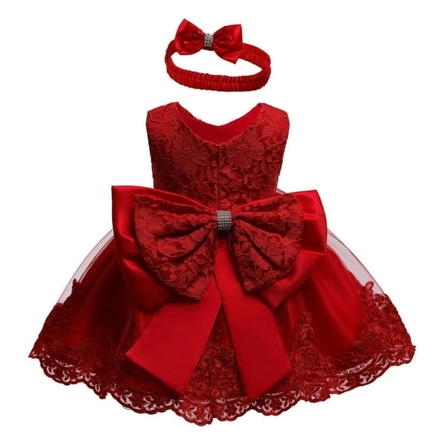 MesaSe Enfants Bébé Arc Filles Parti Dentelle Robe de Mariée Demoiselle d'Honneur Robes Princesse 0-24M