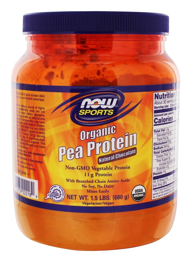 NOW Foods Organic Pea Protein Powder Natural Chocolate 1.5 lbs