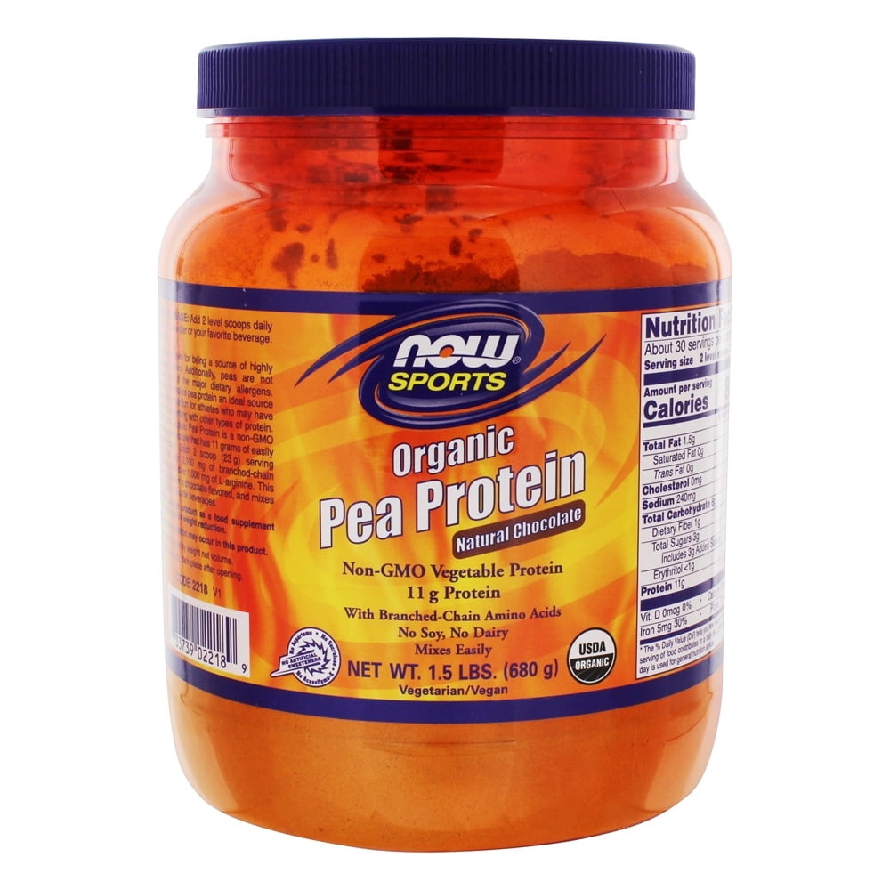 NOW Foods Organic Pea Protein Powder Natural Chocolate 1.5 lbs