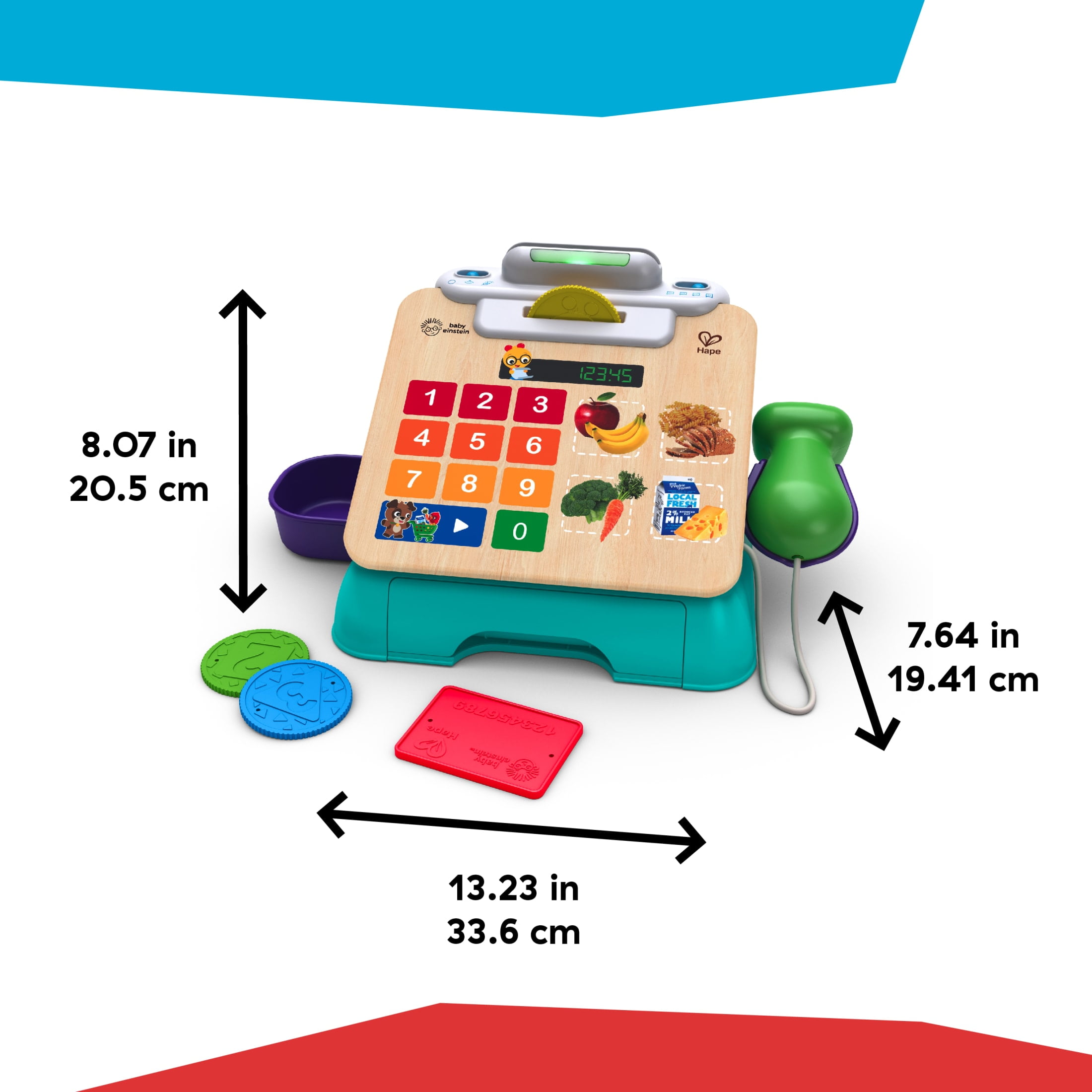 Baby Einstein + Hape Magic Touch Cash Register Pretend to Check Out Toy, Ages 9 Months+