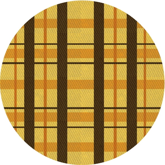 Ahgly Company Indoor Round Patterned Saddle Brown Area Rugs, 5' Round