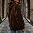 thumbnail image 6 of DYTTDG Women’s Solid‑Color Velour Hoodie, Long Sleeve Drawstring Loose‑Fit Hoodie With Front Kangaroo Pocket, Soft Casual Loungewear Sweatshirt for Fall Winter Daily Outfits, 6 of 8