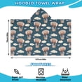 thumbnail image 2 of Blue Background Football Hot Air Balloons Pattern Hooded Bath Towel，50"x30" for Ages 3 To 12 Kids, Quick Dry Lightweight Soft Microfiber Hood Beach Towel Cover Up for Kids, 2 of 7