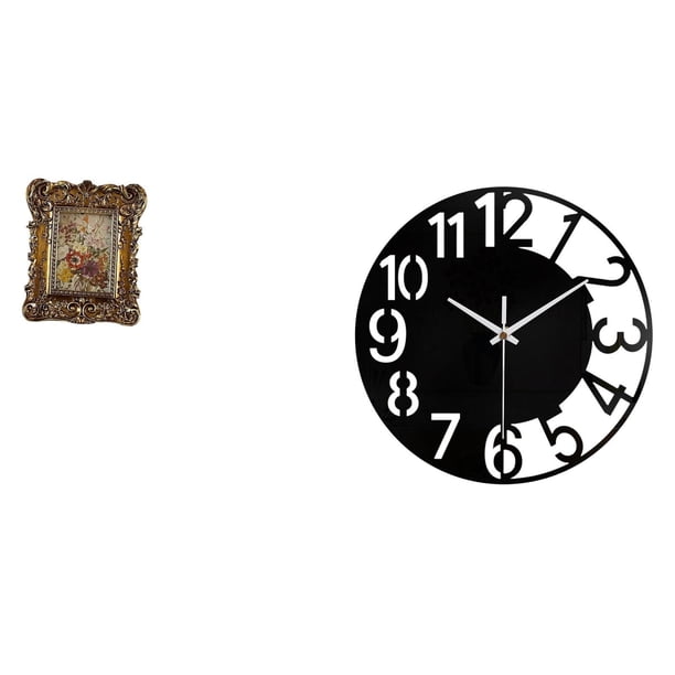 Marco de fotos,Marco de fotos retro Marco de fotos de mesa vintage,Reloj de pared grande,Reloj de pared acrílico silencioso moderno,Reloj de pared grande para oficina,silencioso,fácil de leer