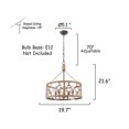 thumbnail image 2 of Dawn Whisper French Country 4-Light Wood Chandelier Rustic Farmhouse cage Drum for Living Room Bedroom, Dining Room, 2 of 2