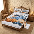 thumbnail image 2 of Erosebridal Pumpkin Truck Queen Sheets 4 Pieces,Fall Farm Queen Sheet Sets,White Blue Orange,1 Flat Sheet, 1 Fitted Sheet and 2 Pillowcases, 2 of 6