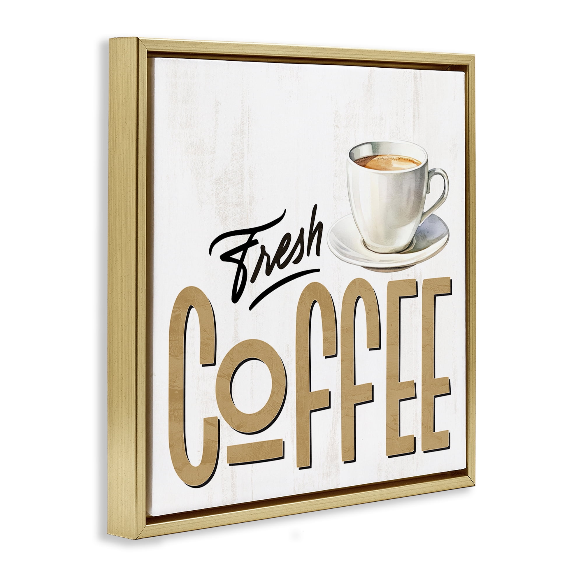 Stupell Industries Fresh Hot Coffee Gold Framed Floater Canvas Wall Art, design by Kim Allen