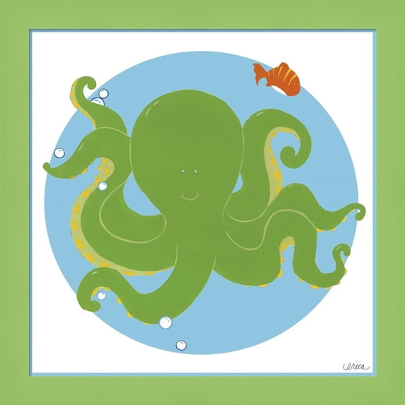 Great Art Now Olga the Octopus by June Erica Vess, Framed Wall Art, 14W x 14H