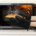 thumbnail image 4 of Soft Oven Mitts, Heat Resistant Cooking Gloves, Thick Cotton Lining, Gripping for Baking, Grilling, Kitchen Mitts Set of 2 Black 10.6x6.7inch, 4 of 6