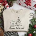 thumbnail image 2 of Merry Christmas Cat Embroidered Unisex T-shirt Sweatshirt Hoodie, Meowy Funny Holiday Shirt, Merry Christmas Cat Shirt, Cat Lover Shirt., 2 of 5