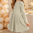 thumbnail image 5 of WGIZCVO Girls Long Sleeve Dresses Ribbed Knit Fall Winter Dress Crew Neck Casual A Line Dress with Pocket, 5 of 8