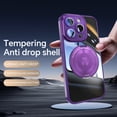 thumbnail image 6 of Allytechgroup iPhone 12 Pro Max Case with Tempered Glass Lens Protector, Ring Holder Kickstand Shockproof Scratch Resistant Anti-Yellow Clear Back Case Cover for Apple iPhone 12 Pro Max, Darkpurple, 6 of 9