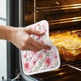 thumbnail image 3 of Elegant Spring Floral Pot Holders for Kitchen Heatproof Potholder, 3 Pack Pink Flower Summer Botanical Hot Pads Multipurpose Oven Pads Cloth Potholders Trivet for Cooking Baking, 3 of 8