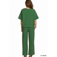 thumbnail image 5 of Zenana Women's Ribbed Round Neck Short Sleeve Tee & Wide Leg Pants Set, 5 of 5