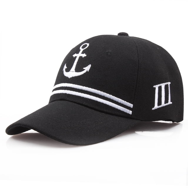 Gorra de béisbol de algodón bordada con ancla lisa, diseño náutico