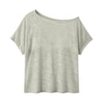 thumbnail image 6 of hoksml Women's Off Shoulder T-Shirt, Short Sleeve Sheer Slouchy Top, Casual Loose Tee for Daily and Summer Wear, 6 of 6