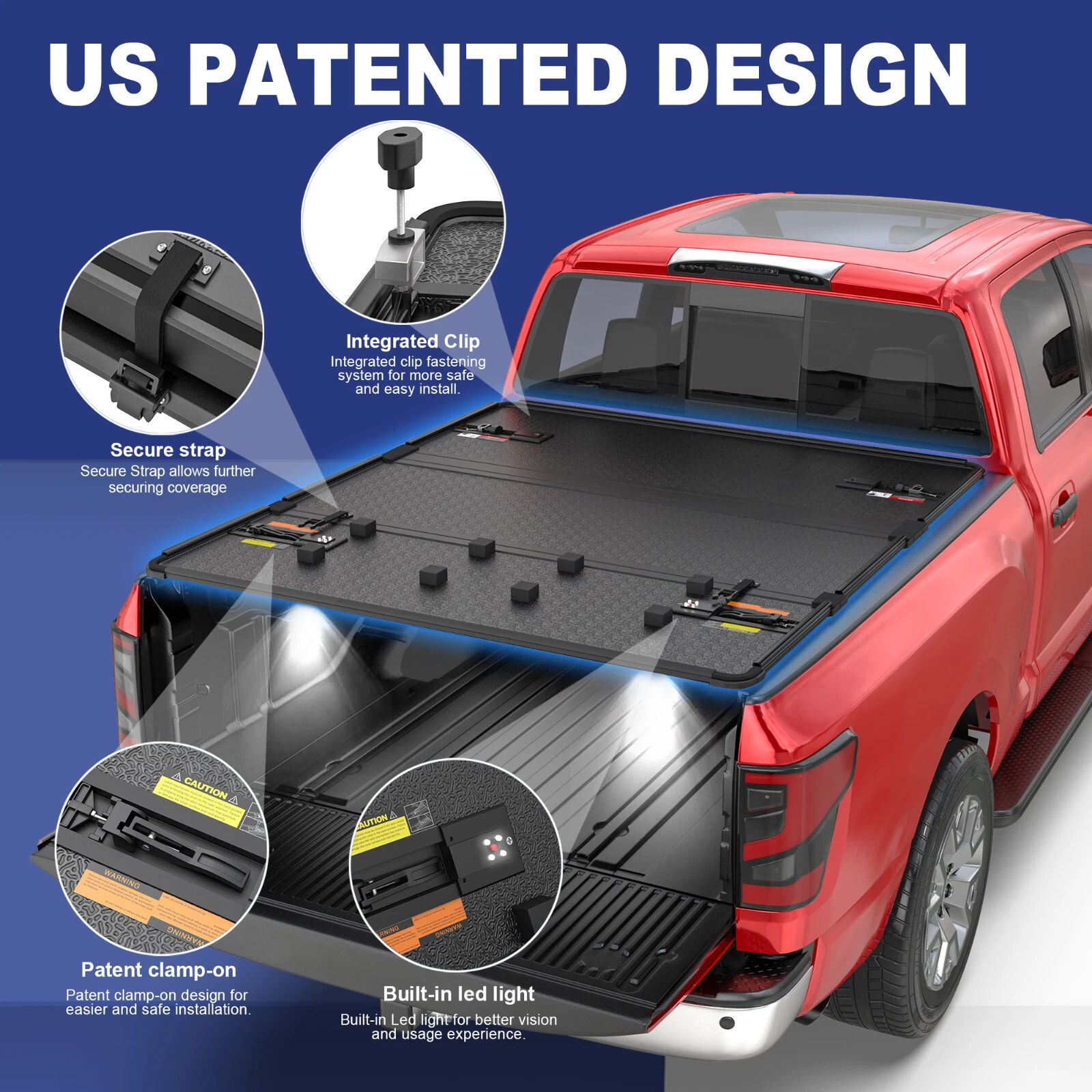 MOSTPLUS 3-Fold 5FT Hard Solid Truck Bed Cover for 2006-2026 Nissan Frontier Tonneau Cover