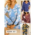 thumbnail image 5 of Anygrew Women's Pajamas Set Long Sleeve Shirts and Long Pants 2 Piece Pjs Sleepwear with Pockets, 5 of 8
