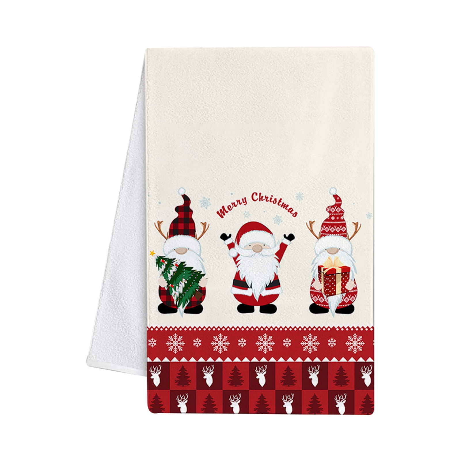 Kitchen Towel Merry Christmas Cute Snowman Dish Cloths 3 Pack 18x28in,Super  Absorbent Tea Hand Towels Bathroom Cleaning Cloth White Snowflake on Red
