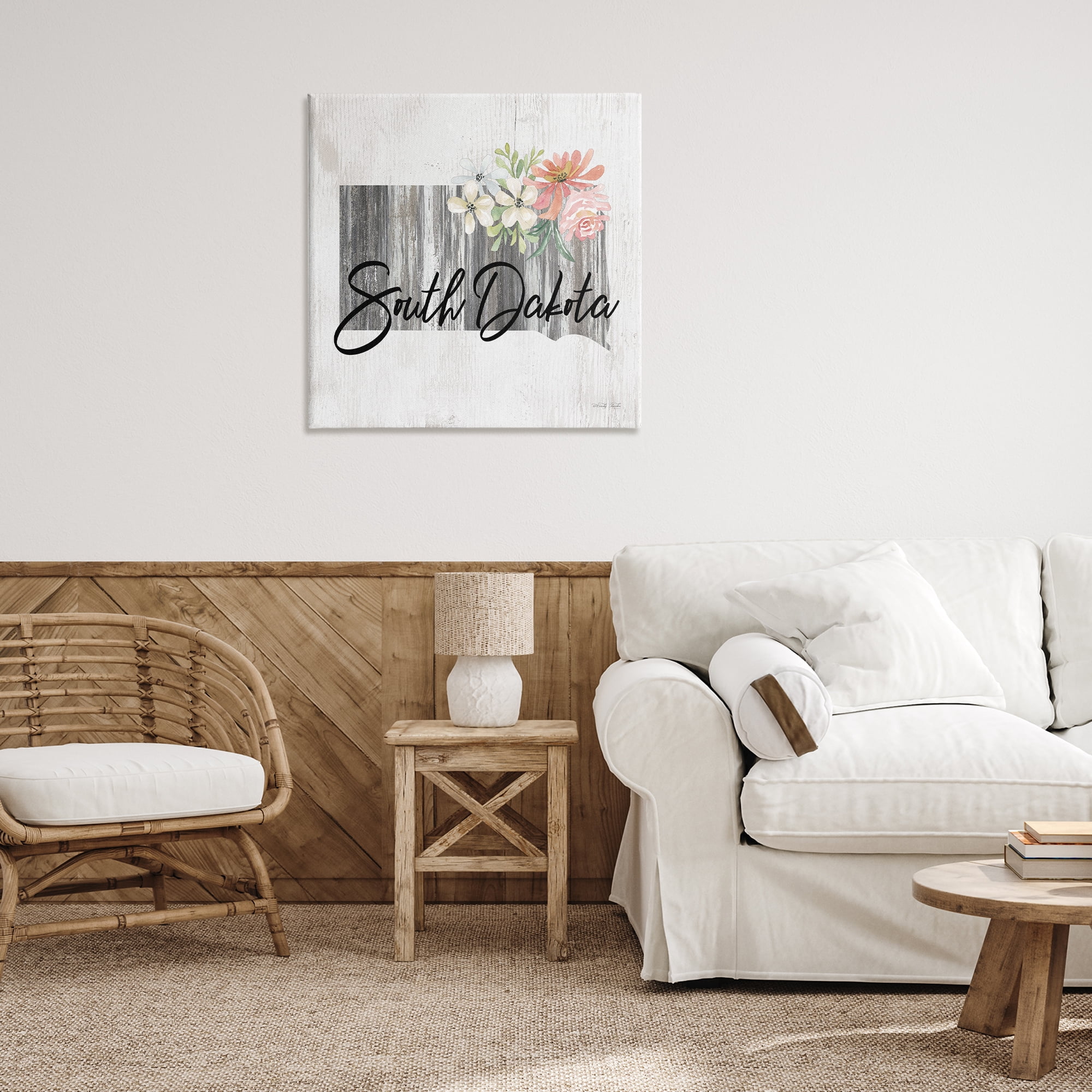 Stupell Industries Shabby Chic South Dakota Botanical & Floral Painting Gallery Wrapped Canvas Art Print Wall Art, 30 x 30