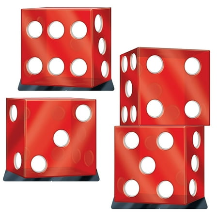 Beistle Casino Dice Stand Up Decoration - 3.25' - Red - Pack of 3