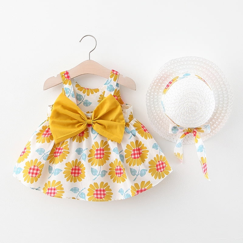 Baby & Toddler Girls Dress, Sun Hat Set 2-Piece - Walmart.com
