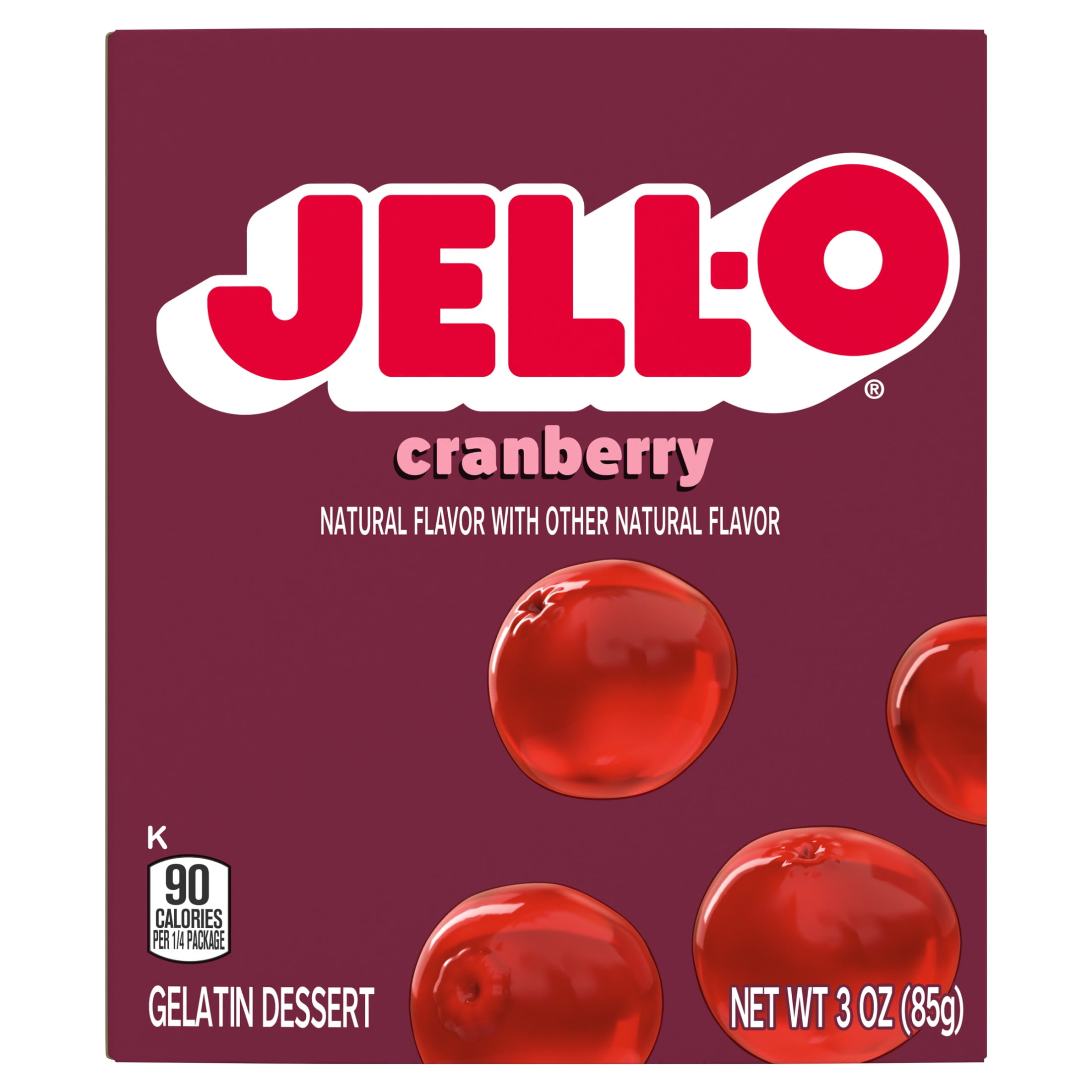 Jell-O Cranberry Gelatin Dessert Mix, 3 oz Box