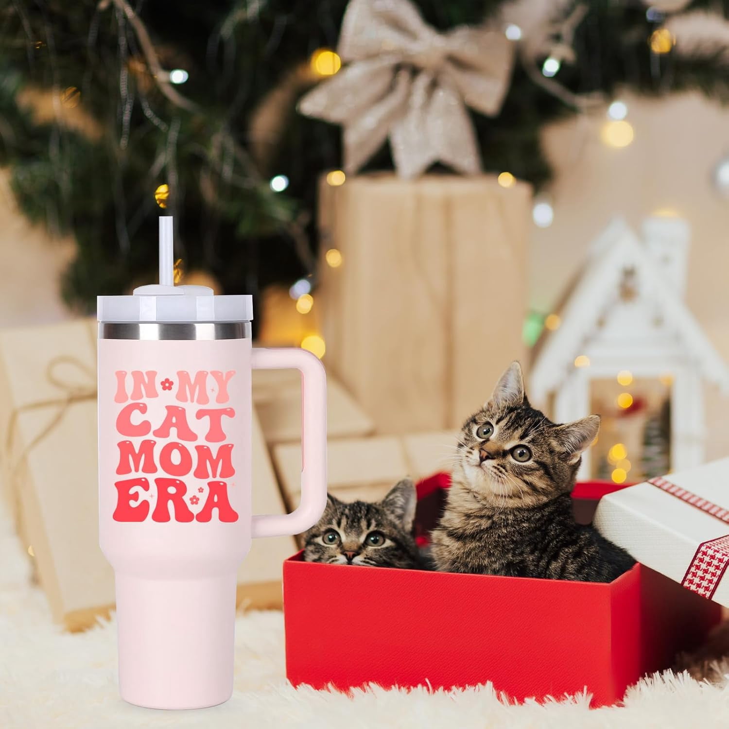 Cat Mom Gifts Ideas for Women.40 oz In My Cat Mom Era Tumbler with Handle.Cat Lover Cups Tumbler Gifts for Women.40 oz Birthday Christmas Mothers Day Cup Gift for cat mom.